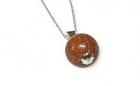 Sterling Silver 16mm Brown Goldstone "Venturina" Pendant (available with 18" Cable Link Chain)
