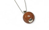 Sterling Silver 16mm Brown Goldstone "Venturina" Pendant (available with 18" Cable Link Chain)