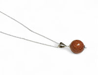 Sterling Silver 16mm Brown Goldstone "Venturina" Pendant (available with 18" Cable Link Chain)