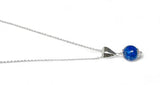 Sterling Silver Genuine 10mm Lapis Lazuli Pendant with 18" Cable Link Chain