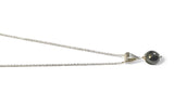 Sterling Silver Genuine 10mm Hematite "Acerina" Pendant with 18" Cable Link Chain