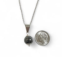 Sterling Silver Genuine 10mm Hematite "Acerina" Pendant with 18" Cable Link Chain