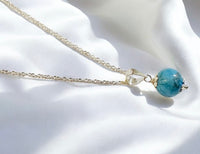Sterling Silver 10mm Howlite Turquoise Bead Pendant with 18" Cable Link Chain