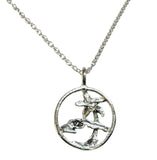 Sterling Silver Palm Tree & Island of Cuba Enameled Charm with 18" Cable Link Chain (Made in USA)
