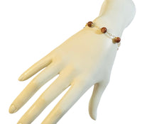 14 Karat Yellow Gold 8mm Brown Goldstone "Venturina" Heart Links 7.5" Bracelet