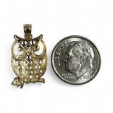 10 Karat Yellow Gold Filigree Owl on Branch Charm