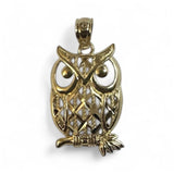 10 Karat Yellow Gold Filigree Owl on Branch Charm