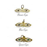 10 Karat Yellow Gold Saint Lucy "Ojos de Santa Lucia" Enameled Eyes Charm (Brown, Blue or Green Eyes)