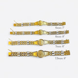 18 Karat Yellow Gold-plated Sterling Silver Double Strand Figaro Link Our Lady of Guadalupe ID Bracelet (3 widths available)