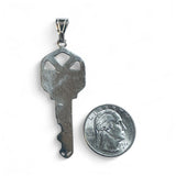 Sterling Silver and 14 Karat Yellow Gold House Key Pendant with Genuine Diamond