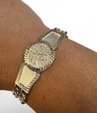 Sterling Silver Figaro Link Saint Jude "San Judas Tadeo" ID Bracelet (4 widths available)