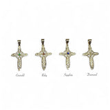 10 Karat Yellow Gold Filigree Cross Pendant (Available in Genuine Diamond, Emerald, Ruby or Sapphire)