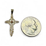 10 Karat Yellow Gold Filigree Cross Pendant (Available in Genuine Diamond, Emerald, Ruby or Sapphire)