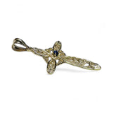 10 Karat Yellow Gold Filigree Cross Pendant (Available in Genuine Diamond, Emerald, Ruby or Sapphire)