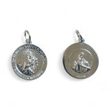 Sterling Silver Rhodium-plated Scapular Mt. Carmel & Sacred Heart 18.3mm Spanish Medal
