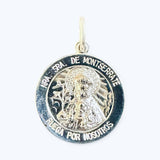 Sterling Silver Rhodium-plated Our Lady of Montserrate Spanish Medal