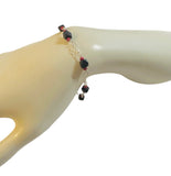 Sterling Silver Genuine 5 - 6mm Azabache Jet Filigree Plaque 8" Bracelet