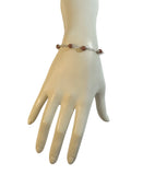 Sterling Silver 6mm Brown Goldstone "Venturina" Beads Plaque 8" Bracelet