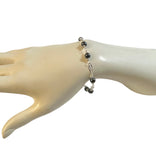 Sterling Silver Genuine 6mm Hematite "Acerina" Beads Filigree Plaque 8" Bracelet