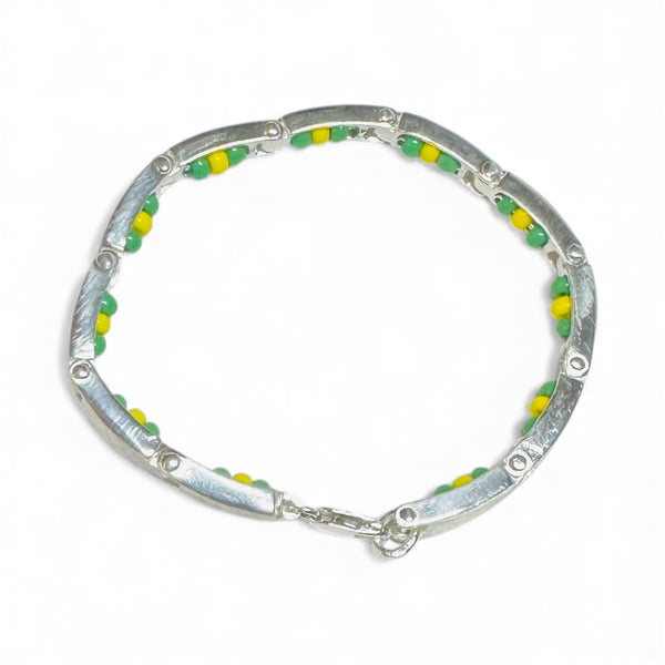 Sterling Silver Orisha Orula Yoruba Ilde Covered Santeria 4mm Brushed Links Bracelet (6", 7" or 8")