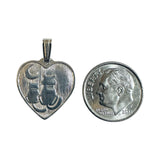 Sterling Silver Two Cats Under the Moon Heart Pendant