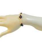 10 Karat Yellow Gold Genuine Azabache Jet Heart and Sideways Cross 7" Bracelet