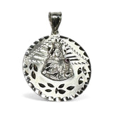 Sterling Silver Saint Barbara "Santa Barbara" with Genuine Ruby 25mm (1") Hand Engraved Medal Pendant