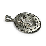 Sterling Silver Saint Barbara "Santa Barbara" with Genuine Ruby 25mm (1") Hand Engraved Medal Pendant