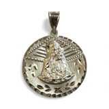 Sterling Silver Our Lady of Charity "Caridad del Cobre" 25mm (1") Hand Engraved Medal Pendant