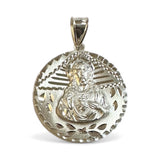 Sterling Silver Sacred Heart of Jesus "Sagrado Corazon" 25mm (1") Hand Engraved Medal Pendant