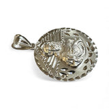 Sterling Silver Sacred Heart of Jesus "Sagrado Corazon" 25mm (1") Hand Engraved Medal Pendant