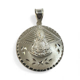 Sterling Silver Our Lady of Regla "Virgen de Regla" 32mm Hand Engraved Medal Pendant