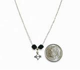 Sterling Silver Genuine 4mm Azabache Jet with Small Ochosi Bow & Arrow Charm 18" Cable Link Chain