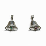 Sterling Silver Bell Charm with Movable Clapper with Stone