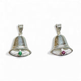 Sterling Silver Bell Charm with Movable Clapper with Stone