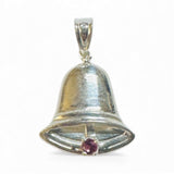 Sterling Silver Bell Charm with Movable Clapper with Stone