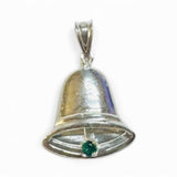 Sterling Silver Bell Charm with Movable Clapper with Stone