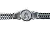 Sterling Silver 6mm Miami Cuban Link Our Lady of Charity "Caridad del Cobre" 8.5 inch ID Bracelet