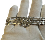 Sterling Silver Our Lady of Charity "Caridad del Cobre" 8mm Figaro Link Chain ID Bracelet