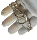 Sterling Silver Our Lady of Charity "Caridad del Cobre" 8mm Figaro Link Chain ID Bracelet