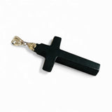 Sterling Silver Genuine Azabache Jet Cross Pendant
