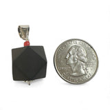 Sterling Silver Genuine 15mm Azabache Jet Pendant