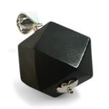 Sterling Silver Genuine 15mm Azabache Jet Pendant