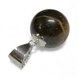 Sterling Silver Genuine 14mm Lapis, Tiger's Eye or Onyx Bead Pendant