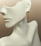 14 Karat Yellow Gold Filled 13 x 4mm Rectangular Brown Goldstone "Venturina" Dangle Ball Stud Post Earrings
