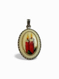 Sterling Silver Vintage 1970's NOS (new old stock) Old Fashion Christmas Candles and Holly Painted Plastic Pendant