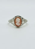 Sterling Silver Cameo Ladies Dainty Filigree Ring