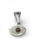 Sterling Silver Blue or Brown Glass Eye Pendant