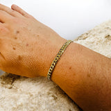 14 Karat Yellow Gold Plated Sterling Silver 5mm Miami Cuban Link 8.5" Bracelet