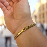 14 Karat Yellow Gold Plated Sterling Silver 6mm Miami Cuban Link 8" Bracelet